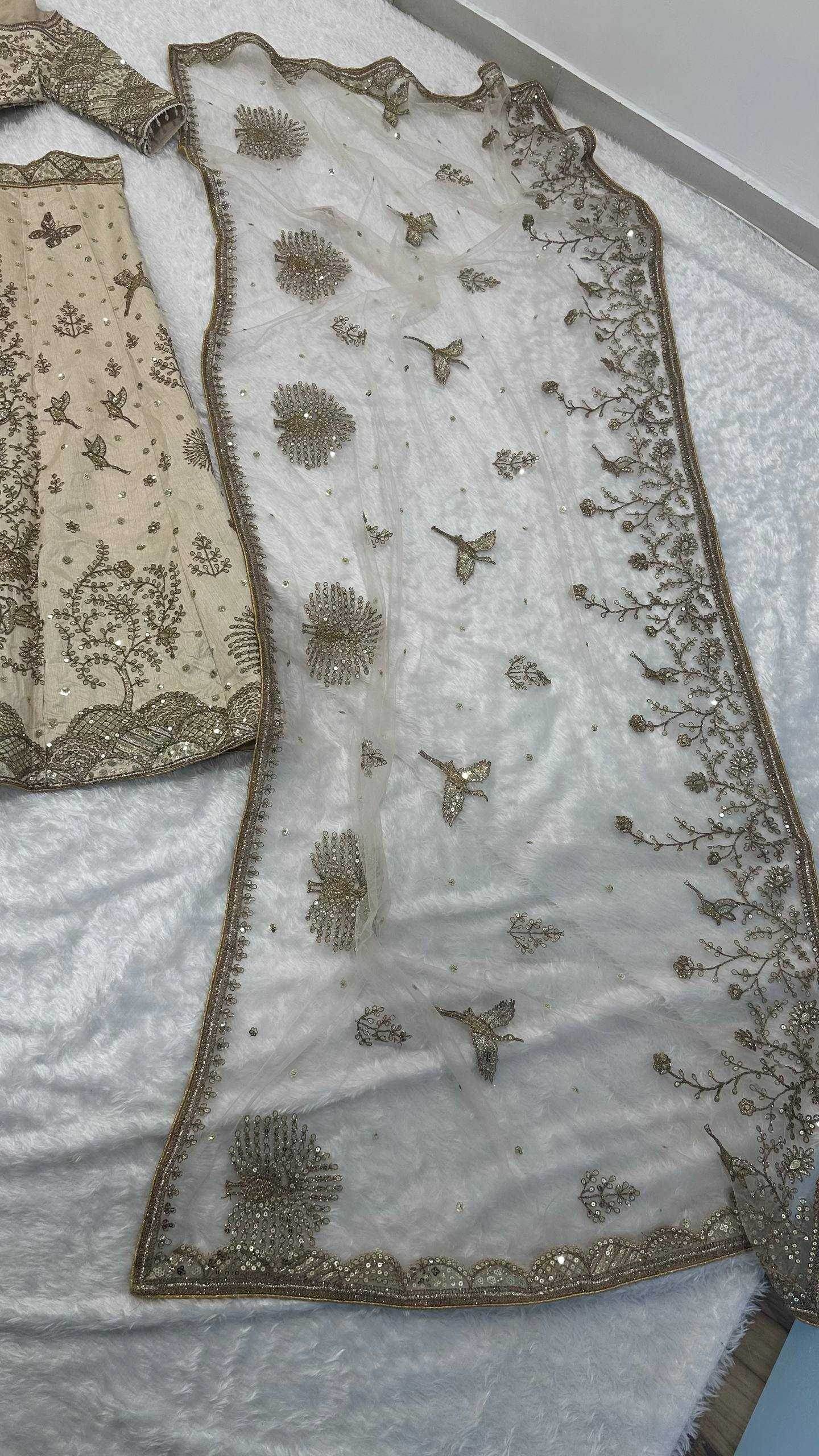 Slub Silk Embroidered Lehenga - MYLUXURY LANE ENTERPRISE